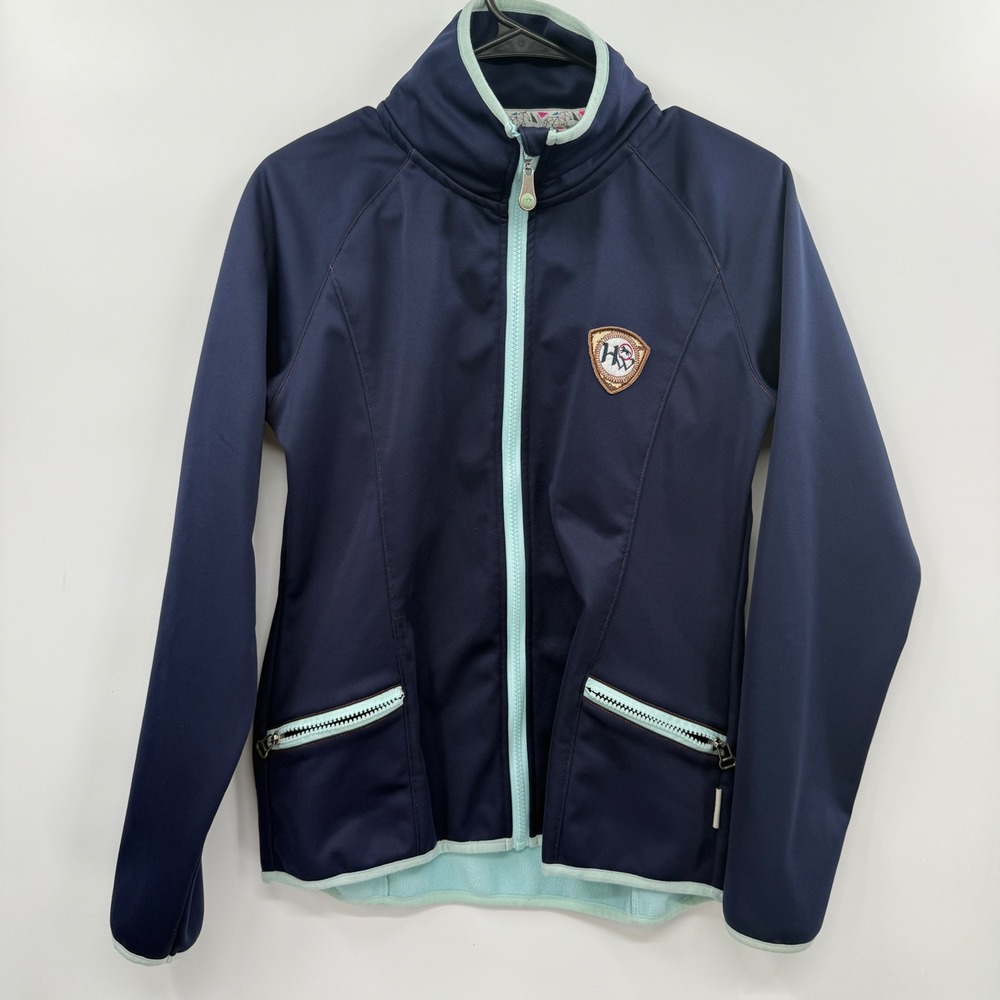 HORSEWARE Navy Blue Fleece Lined‎ Zip Up Jacket Medium Equestrian Riding